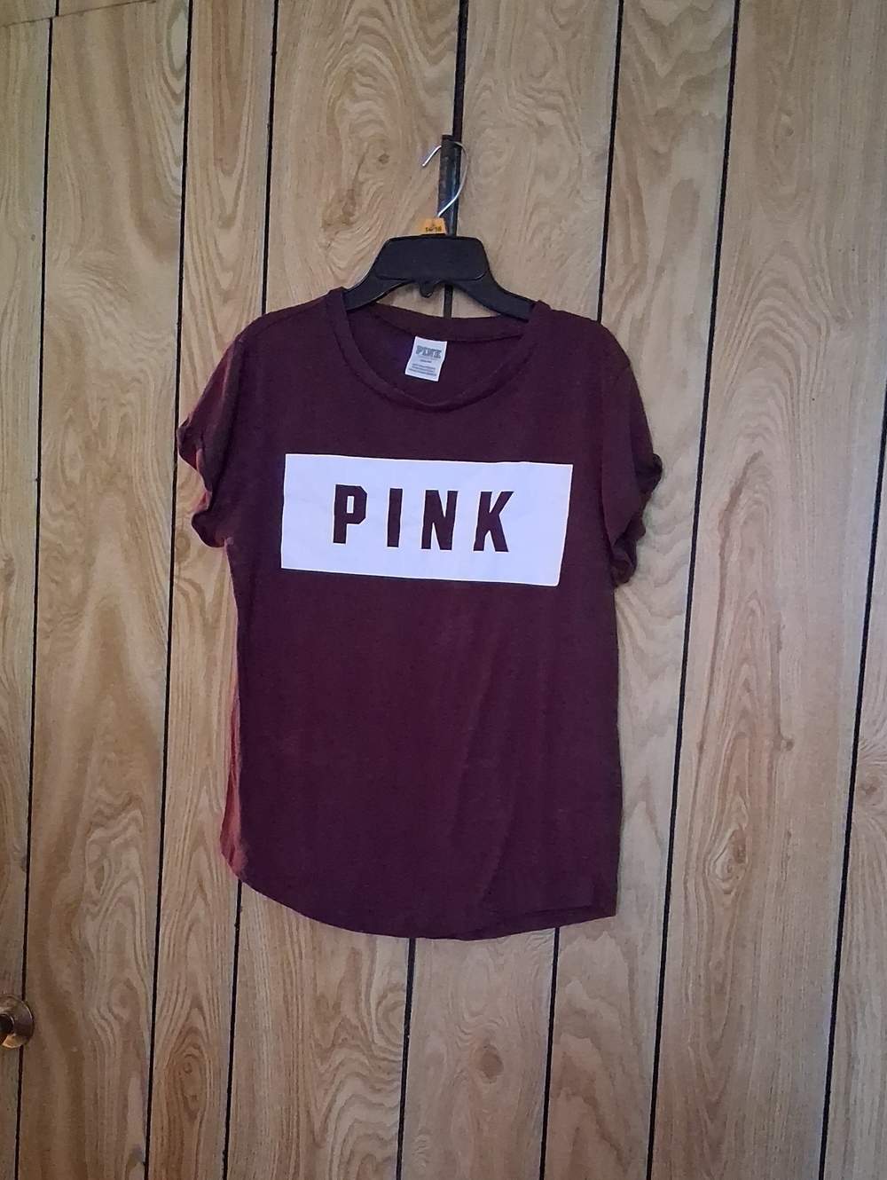 PINK Victoria's Secret Maroon Short Sleeve Logo Tee